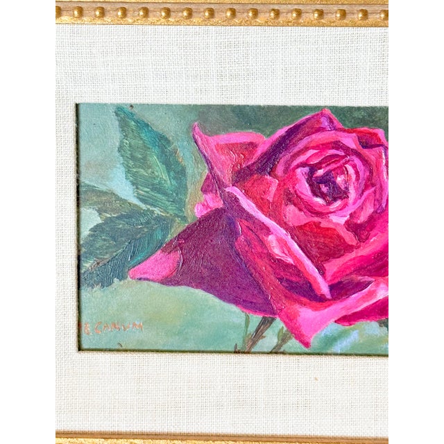 Lovely original plein air style acrylic painting of a red rose on canvas board. Signed and titled "A Rose is a Rose..." on...