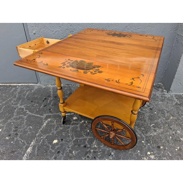 1940s 1940's Traditional Style Rolling Trolley Dry Bar Cart by Heywood Wakefield For Sale - Image 5 of 12