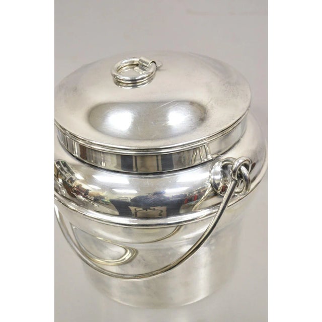 Mid 20th Century Vintage Fisher K308 Modern Silver Plated Lidded Ice Bucket With Glass Liner For Sale - Image 5 of 10