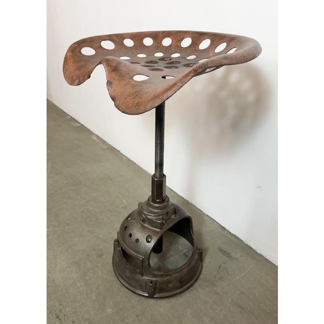 Brown Vintage Industrial Swivel Chair, 1950s For Sale - Image 8 of 18