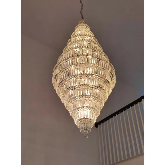 Metal 13 Tier Wedding Cake Chandelier. Crystal Prisms. Stainless Steel, Chrome 1970s For Sale - Image 7 of 13