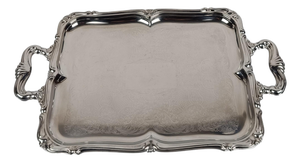 Large Vintage Italian Baroque Style Stainless Steel Tray from Alessi, 1960s