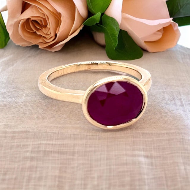 Red Natural Ruby Ring 6.5 14k Yellow Gold 4.51 TCW Certified For Sale - Image 8 of 18