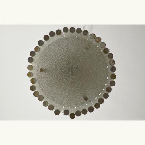 Large pendant lamp with a body of 38 individual glass tubes with metal caps. The lamp has in the upper part six bulbs,...