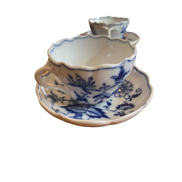 Navy Blue Antique Blue Onion Meissen Teichert Set of Teacups for 6 - 12 Pieces For Sale - Image 8 of 9