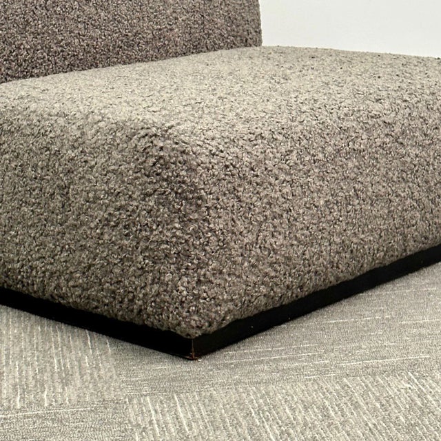 Stendig, Low Slipper Chairs, Gray Boucle, Painted Wood, Switzerland, 1960s For Sale - Image 10 of 13