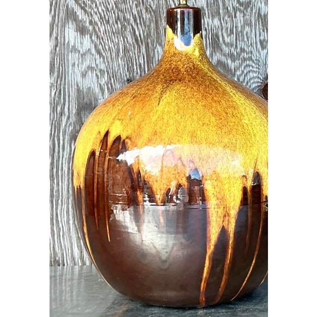 Vintage Mid-Century Modern Drip Glaze Lamp For Sale - Image 13 of 18