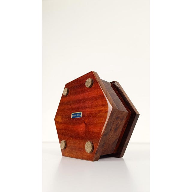 Italian Hexagonal Trinket Box in Burl-Veneered Wood, 1970s For Sale - Image 14 of 18