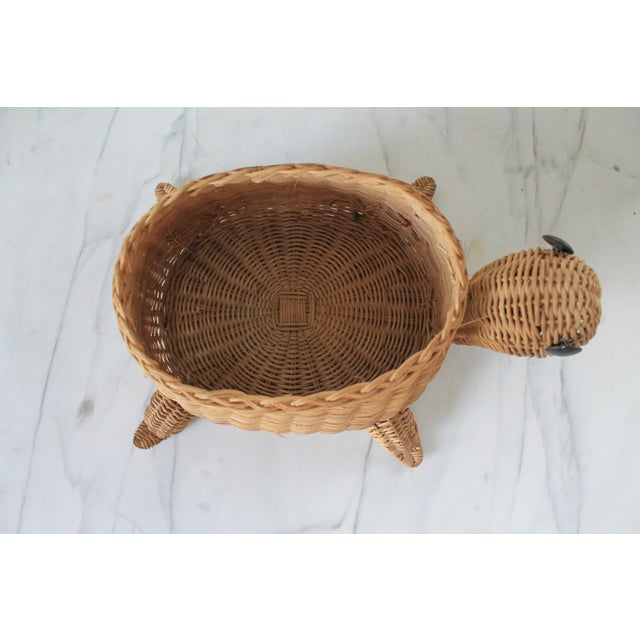 Wood Vintage Wicker Turtle Planter Basket For Sale - Image 7 of 8
