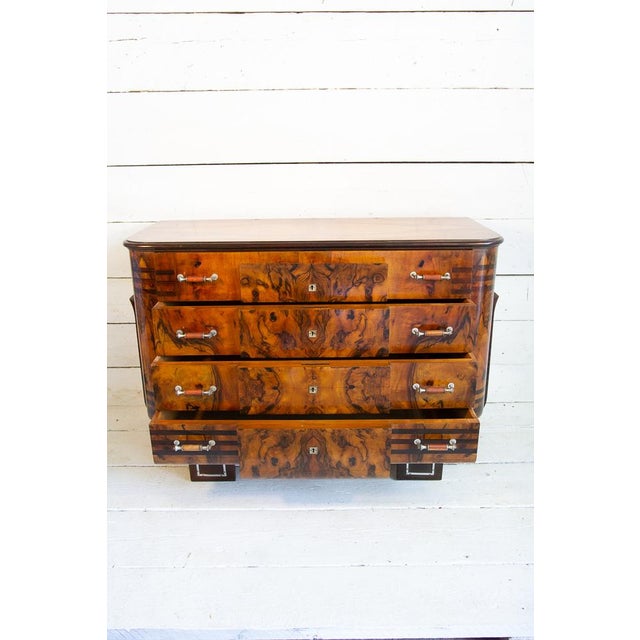 1930s Art Deco Chest of Drawers in Briar and Walnut with Steel Details in the style of Ducrot, 1930s For Sale - Image 5 of 18