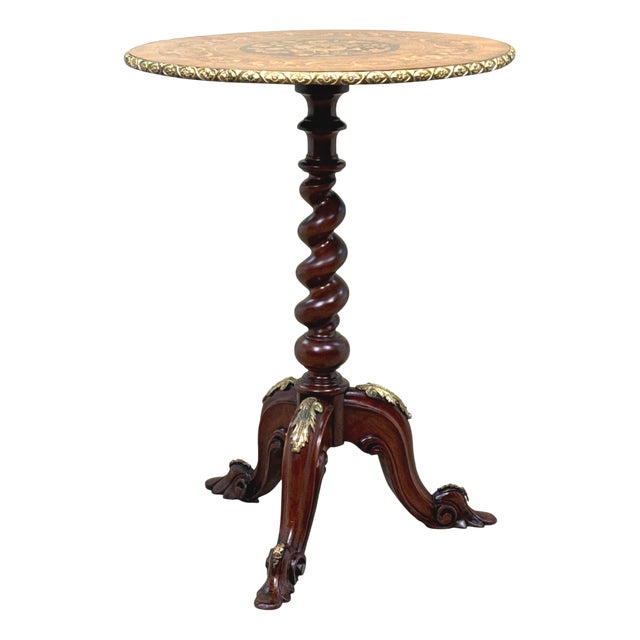 Victorian Ormolu and Marquetry Circular Lamp Table, 1860 For Sale