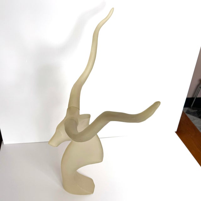 Vintage Frosted Lucite Kudu Sculpture by David Fisher for Austin Sculptures For Sale In Buffalo - Image 6 of 10