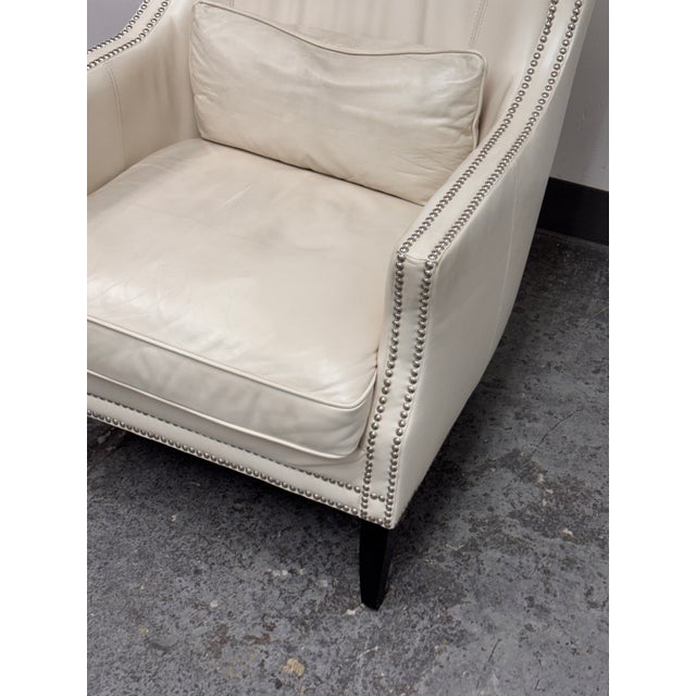 Animal Skin Z Gallerie Davis Leather Wingback Armchair For Sale - Image 7 of 12