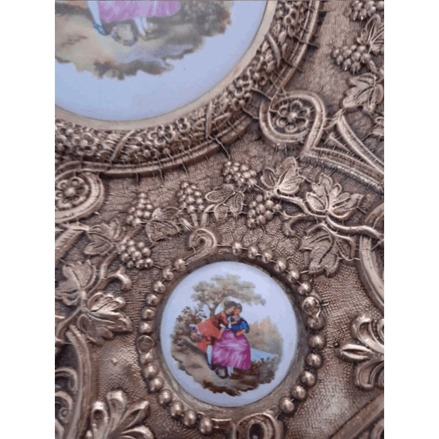 Bronze Plate with Ceramic Cameos, 1950s, in Flawless conditions. Designed 1950 to 1959