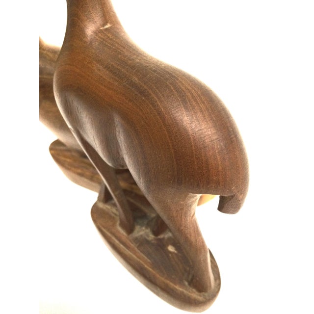 Vintage Hand Carved Wood Antelope Deer Statues - a Pair For Sale - Image 10 of 12