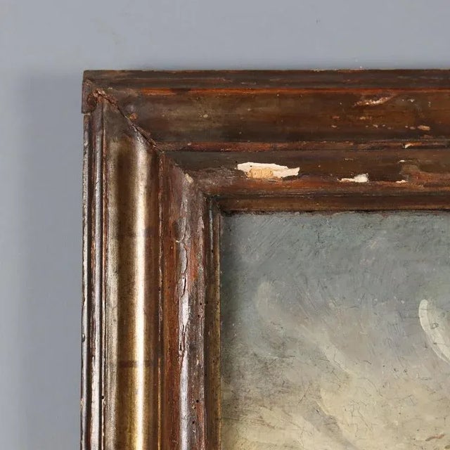 Buildings and Figures, Oil on Canvas, Framed For Sale - Image 9 of 12