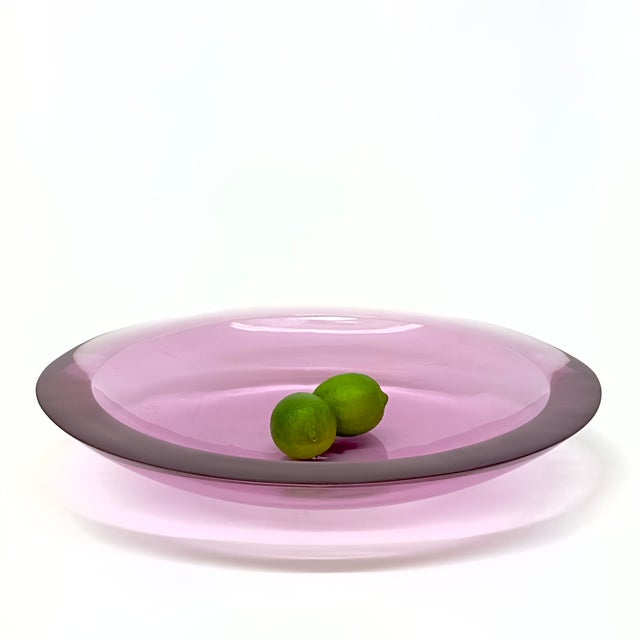 Magnificent Oversized Thick Lilac Lucite Bowl For Sale - Image 4 of 11