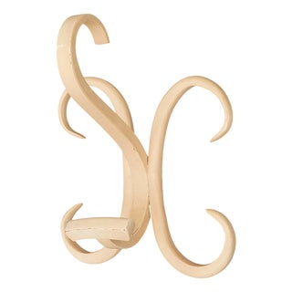 White Curved Wood Coat Hook, 1960s For Sale