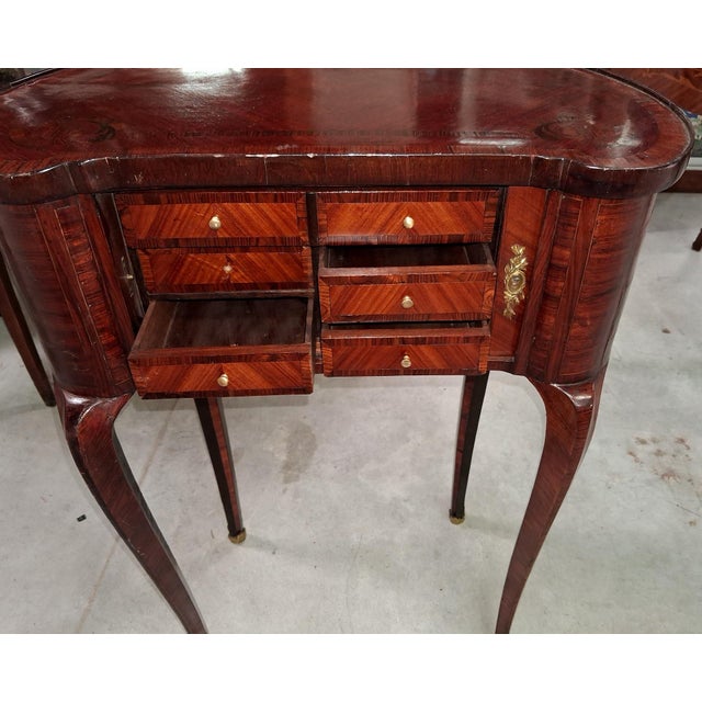 Louis XV Style Marquetry Lady's Commode, 1920s For Sale - Image 3 of 11
