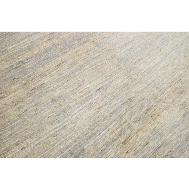 Modern Gabbeh Style Room Size Wool Rug in Beige & Gray Colors For Sale - Image 9 of 9