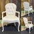 Modern Louis XV Style Cabriolet Armchair in Painted Wood and White Imitation Leather Upholstery For Sale - Image 11 of 12
