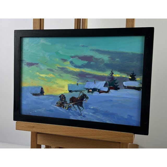 Impressionist Oil Painting Winter Evening Village Yuriy Suprunchuk For Sale - Image 3 of 11