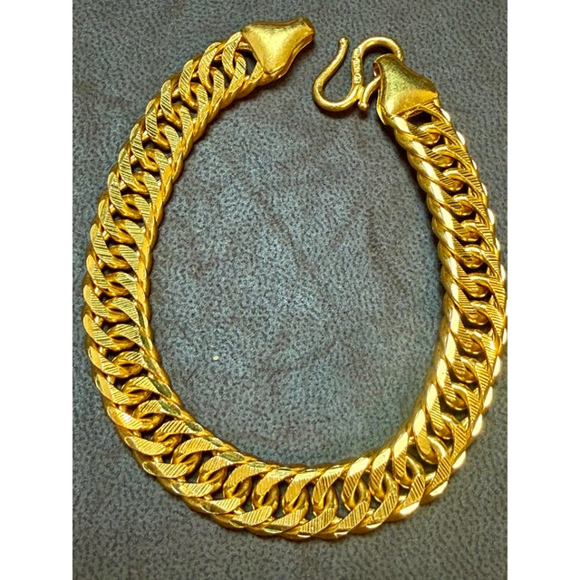 Link 24 Karat Pure Yellow Gold Solid Bracelet, 73 Gm, Unisex , 8 Inch For Sale - Image 10 of 12