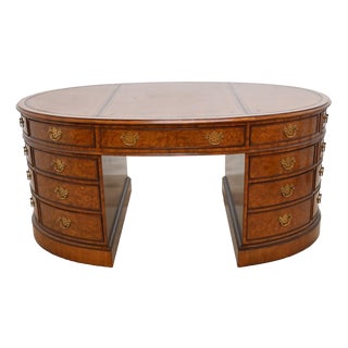 Victorian Oval Partners Desk in Walnut For Sale