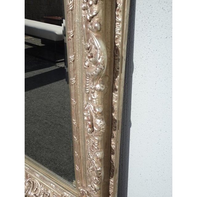 Large 51" Tall Vintage French Baroque Silver Ornate Wall Mantle Picture Frame For Sale - Image 14 of 17