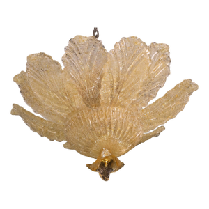 Positano Murano Style Glass Gold/Orange Ceiling Light or Flush Mount, 1970s