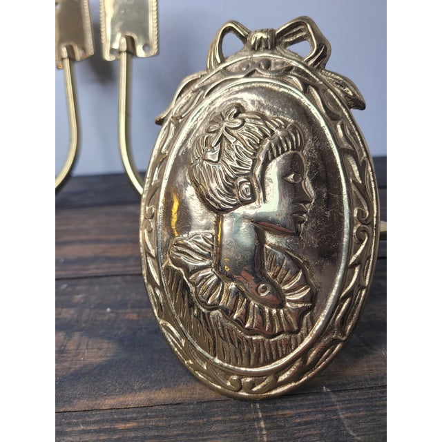 Vintage Nty Solid Brass "Gibson Girl" Portrait Curtain Holdbacks - Set of 4 For Sale - Image 4 of 12
