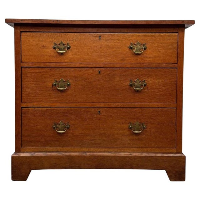 Antique Early 20th Century English Golden Oak Chest of Drawers For Sale - Image 12 of 12