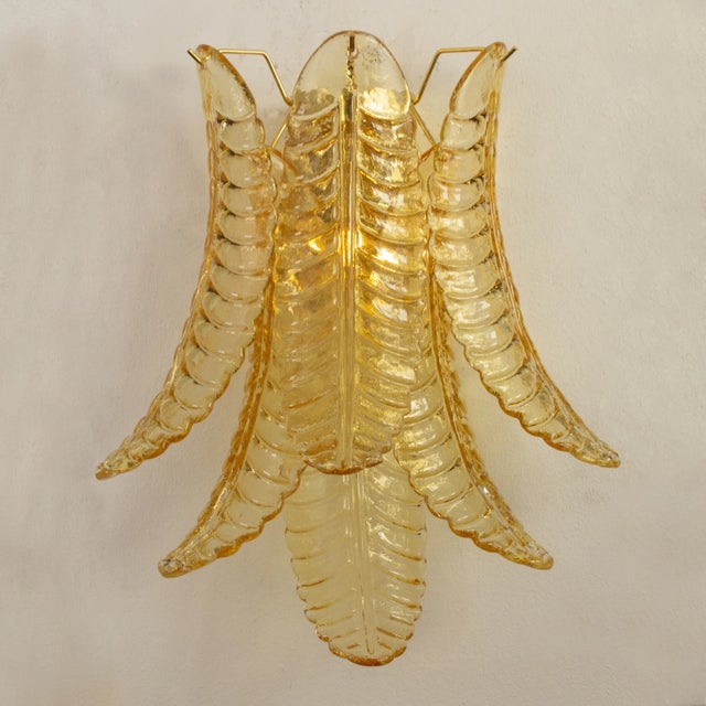 Vintage Wall Sconces in Amber Murano Glass, 1990s, Set of 2 For Sale - Image 4 of 12