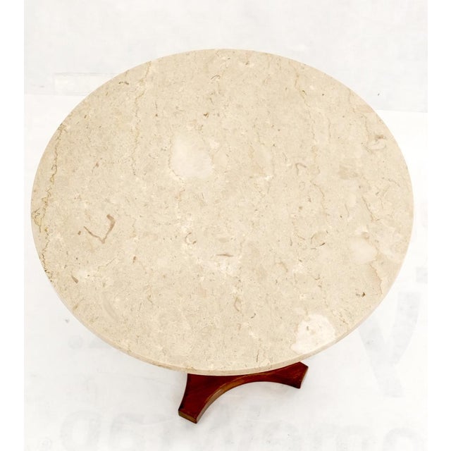 Mid 20th Century Mid 20th Century Round Marble Top Brass & Walnut Occasional End Side Table Lamp Stand For Sale - Image 5 of 12