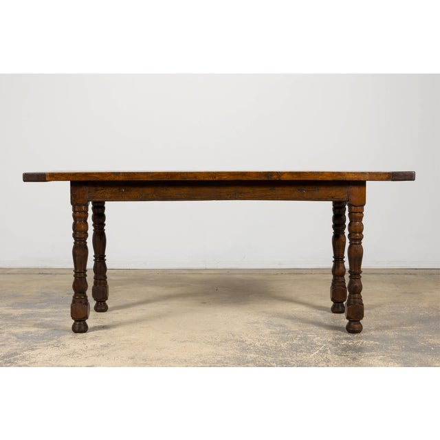 French Early 19th Century French Louis XIII Style Oak Farmhouse Dining Table For Sale - Image 3 of 18