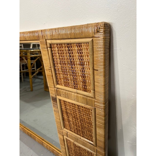 Late 20th Century 20th Century Cane Rattan Wrapped Woven Mirror For Sale - Image 5 of 5