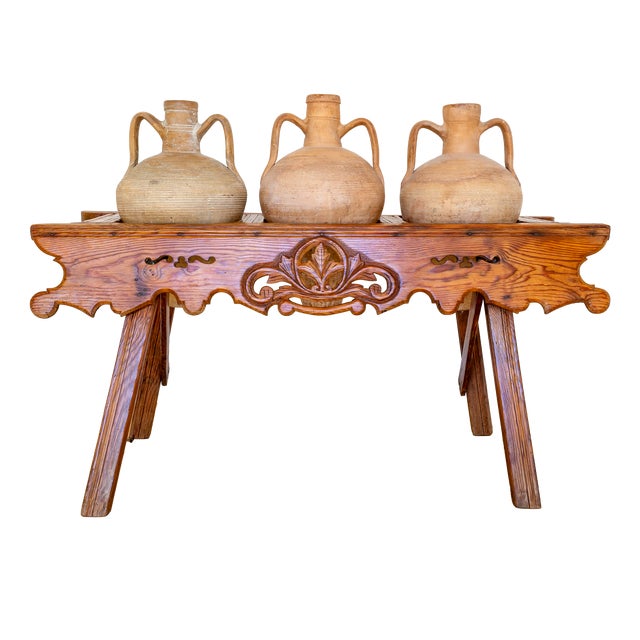 Antique Carved Amphora Stand with Amphorae, 1890s, Set of 4 For Sale