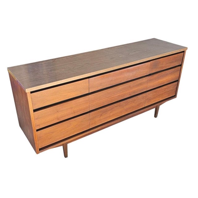 Brown Mid Century Dresser Credenza by Stanley For Sale - Image 8 of 14