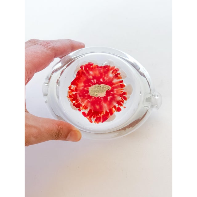 Murano Style Blown Glass Catchall Dish Ashtray With Lilies For Sale - Image 9 of 10