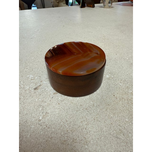 Italian Italian Round Wood and Tortoiseshell Box, 1970s For Sale - Image 3 of 6