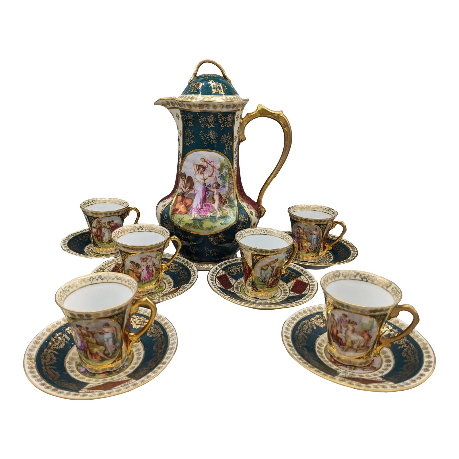 1900s Antique Austria Royal Vienna Neoclassical Tea Set Beehive Mark ...