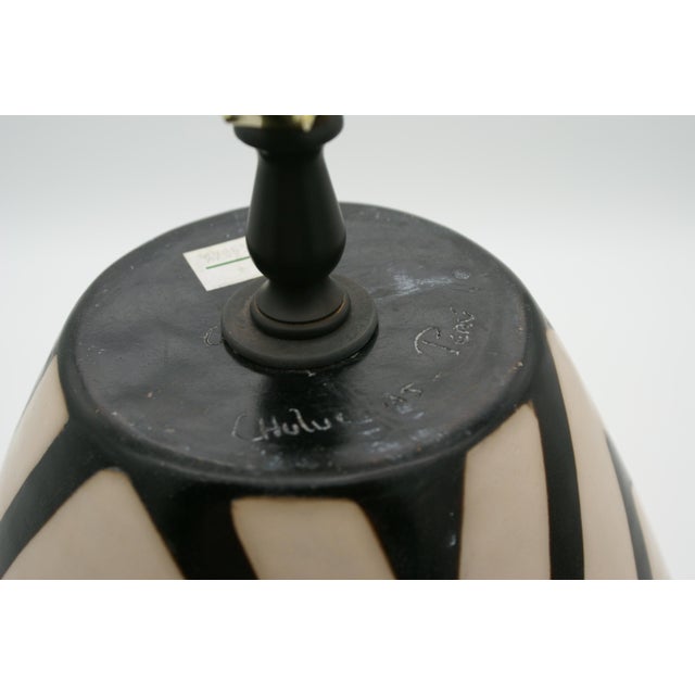 Late 20th Century Late 20th Century Black & Ivory Geometric Chulucanas Pottery Desk Lamp For Sale - Image 5 of 8