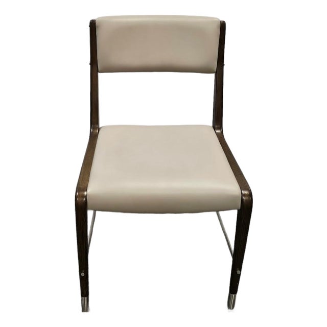 Interlude Home Tate Mid-Century Modern Dining Chair in Walnut & Cream Latte For Sale