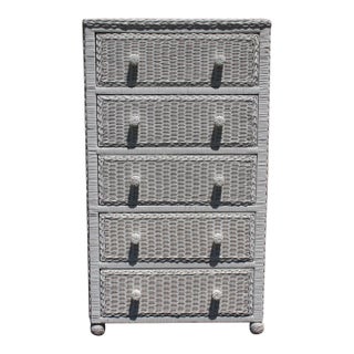 White Wicker Chest of Drawers For Sale