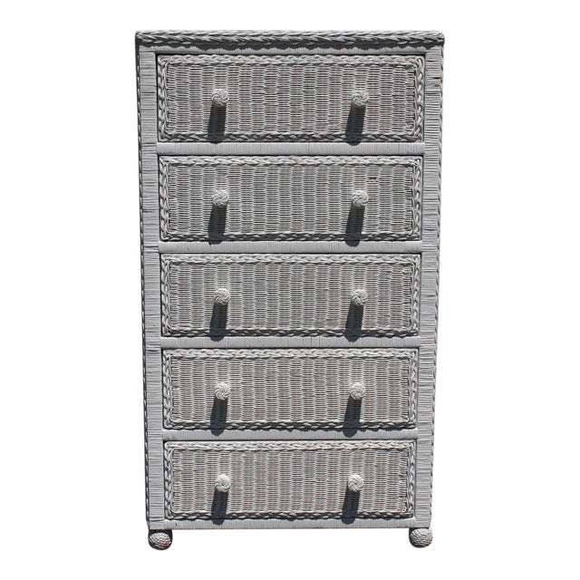 White Wicker Chest of Drawers For Sale