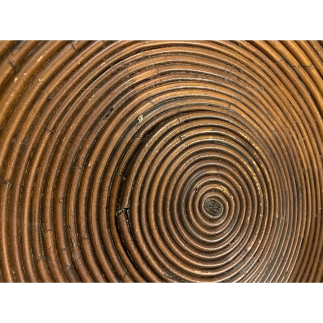 Brown 1970’s Large 20" Crespi Style Pencil Reed Footed Bowl For Sale - Image 8 of 10