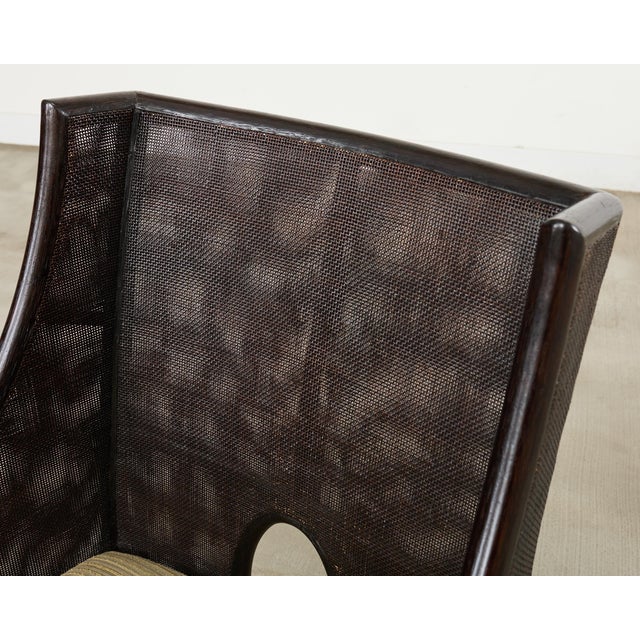 Pair of Barbara Barry for McGuire Caned Lounge Chairs and Ottoman For Sale - Image 15 of 18