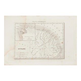 Unknown, Ancient Map of Guyane, Etching, 19th Century For Sale
