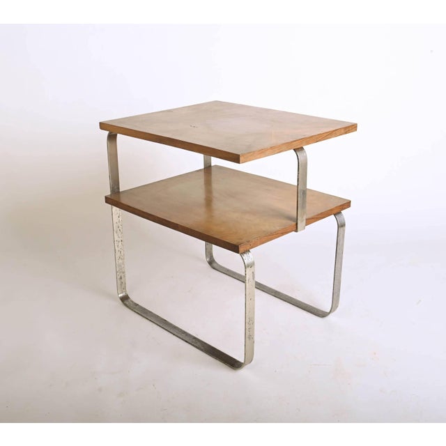 Brown Vintage Bauhaus Side Table in Tubular Steel, 1930s For Sale - Image 8 of 8