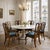 Set of six Queen Anne style walnut dining chairs by Thomasville with slate-blue upholstered seats. The set includes four...